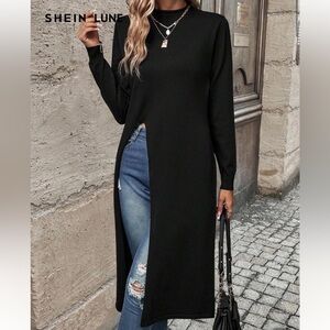 Black Long Sleeve Tunic Top